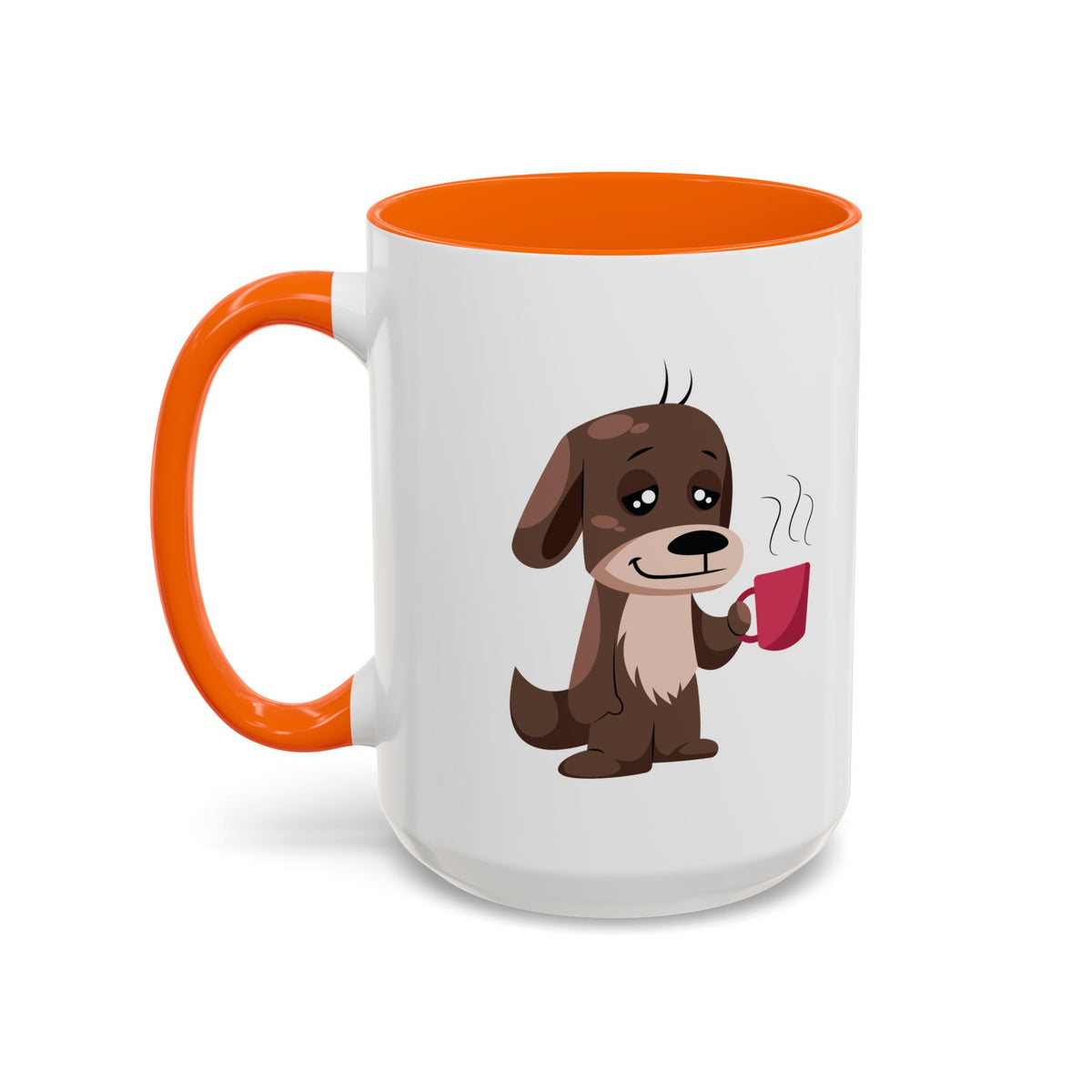 Cute Coffee Dog Mug — Adorable Puppy Holding Coffee Accent Mug (11/15 oz)