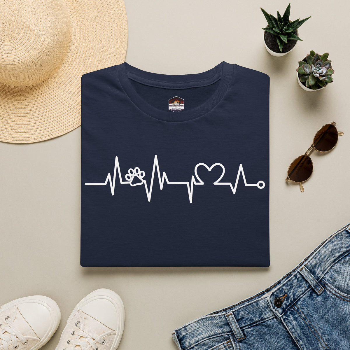 Heartbeat Paw & Heart T-Shirt — Pet Lover EKG Tee