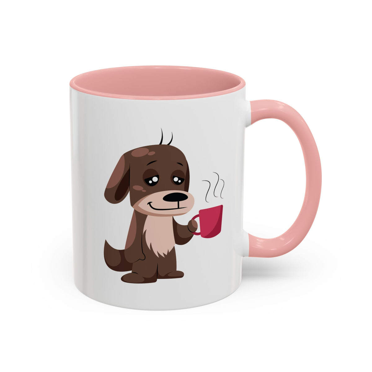 Cute Coffee Dog Mug — Adorable Puppy Holding Coffee Accent Mug (11/15 oz)