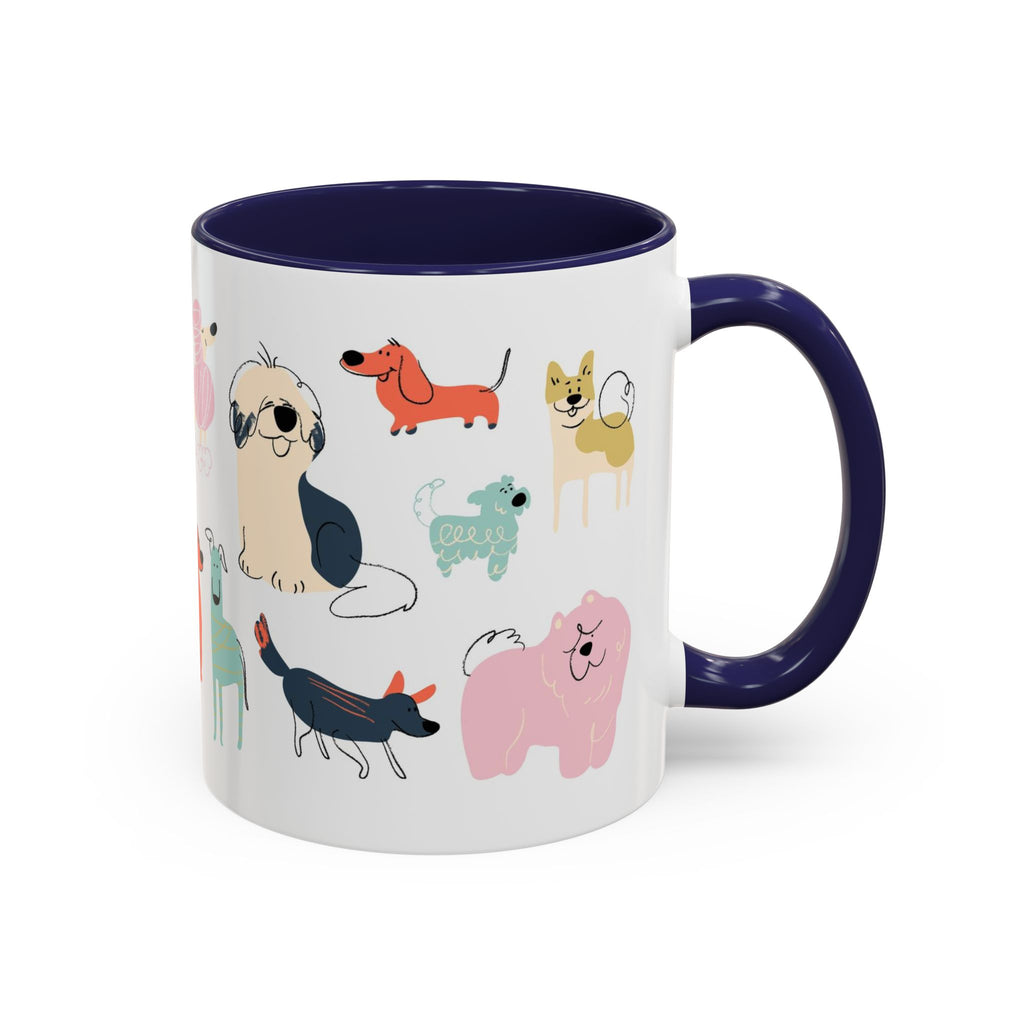 Dog Pattern Accent Coffee Mug — Cute Colorful Dog Breed Illustration (11/15 oz)