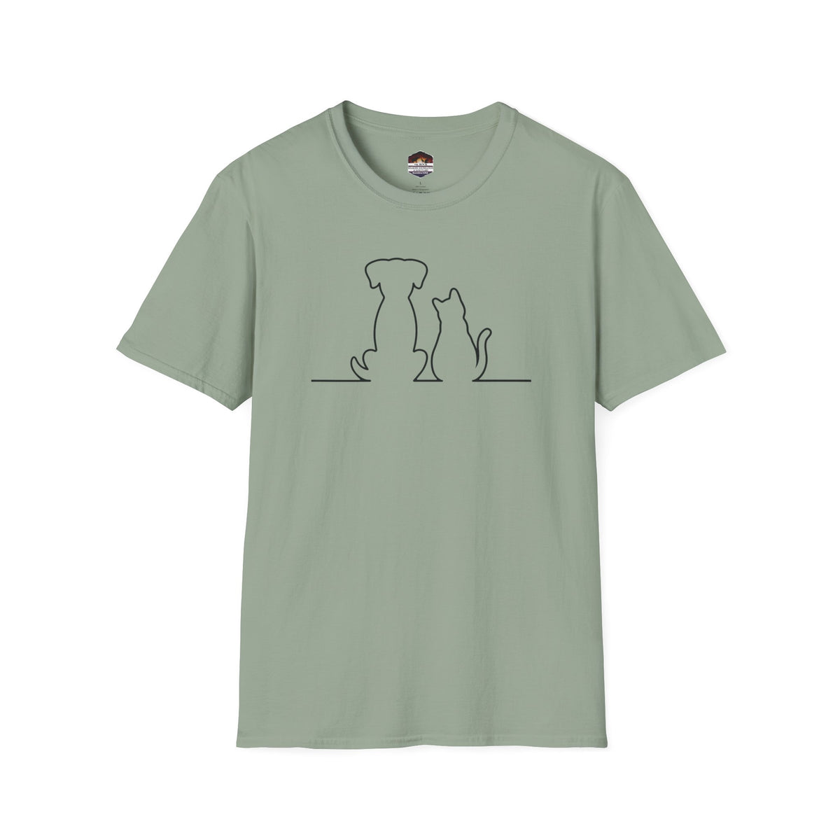 Dog and Cat Line Art T‑Shirt — Minimal Pet Silhouette Tee