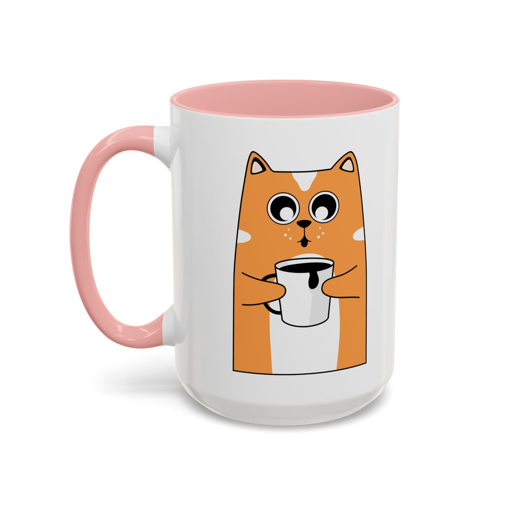 Sleepy Cat Accent Mug — 11/15oz Coffee Cup with Cat Design