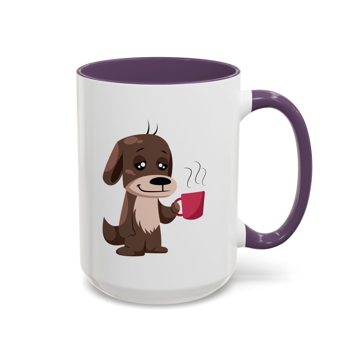 Cute Coffee Dog Mug — Adorable Puppy Holding Coffee Accent Mug (11/15 oz)