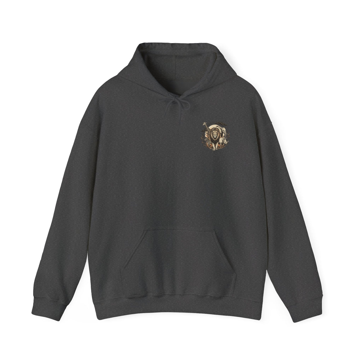 Safari Wildlife Lion Hoodie — Vintage Animal Graphic Pullover