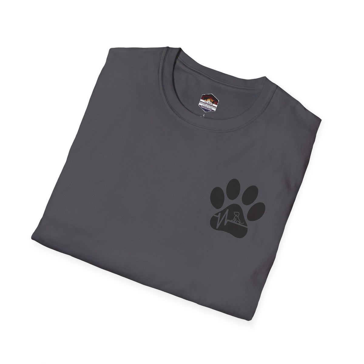 T-Shirt — Paw & Heartbeat EKG Design (Pet Lover Tee)
