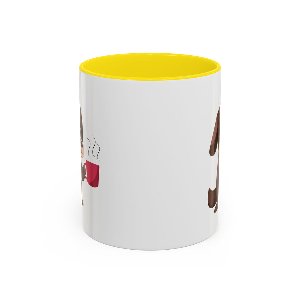 Cute Coffee Dog Mug — Adorable Puppy Holding Coffee Accent Mug (11/15 oz)