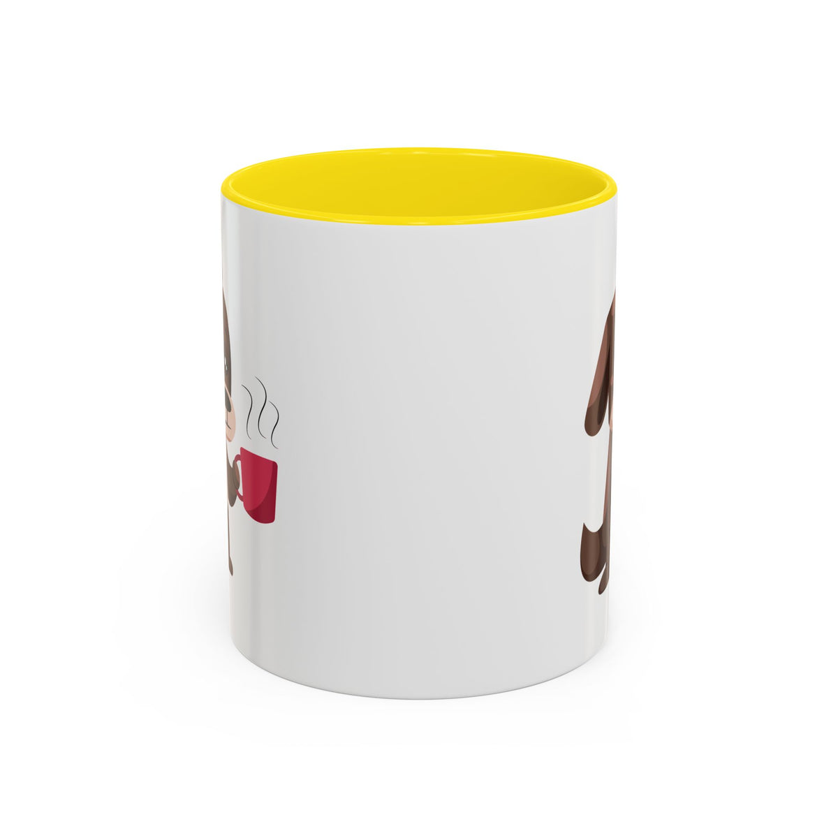Cute Coffee Dog Mug — Adorable Puppy Holding Coffee Accent Mug (11/15 oz)