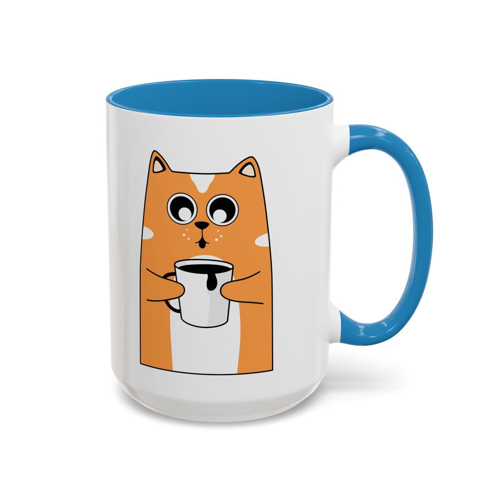 Sleepy Cat Accent Mug — 11/15oz Coffee Cup with Cat Design