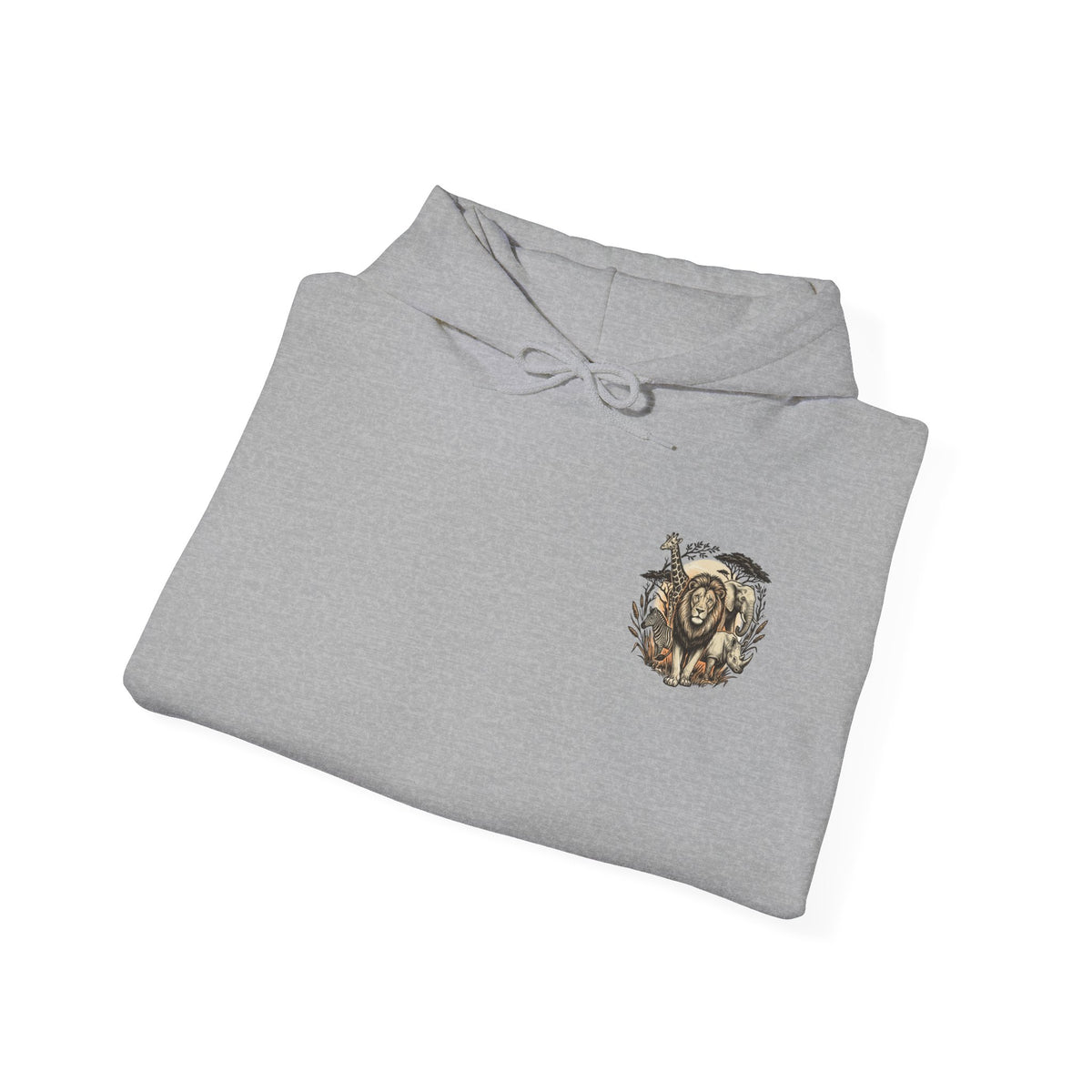 Safari Wildlife Lion Hoodie — Vintage Animal Graphic Pullover