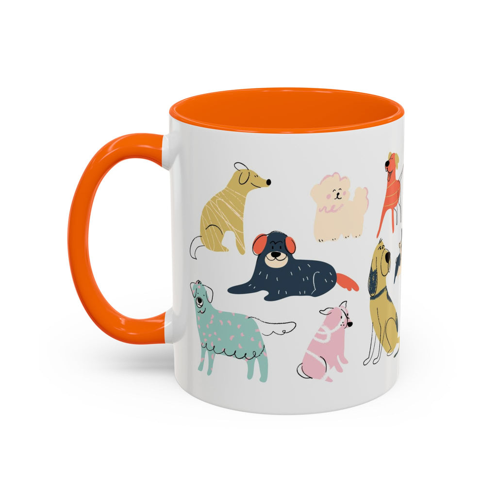Dog Pattern Accent Coffee Mug — Cute Colorful Dog Breed Illustration (11/15 oz)