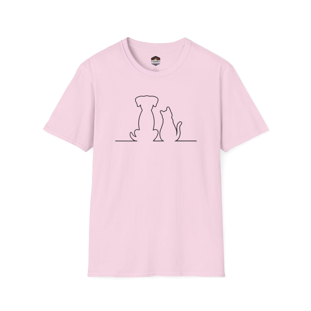 Dog and Cat Line Art T‑Shirt — Minimal Pet Silhouette Tee
