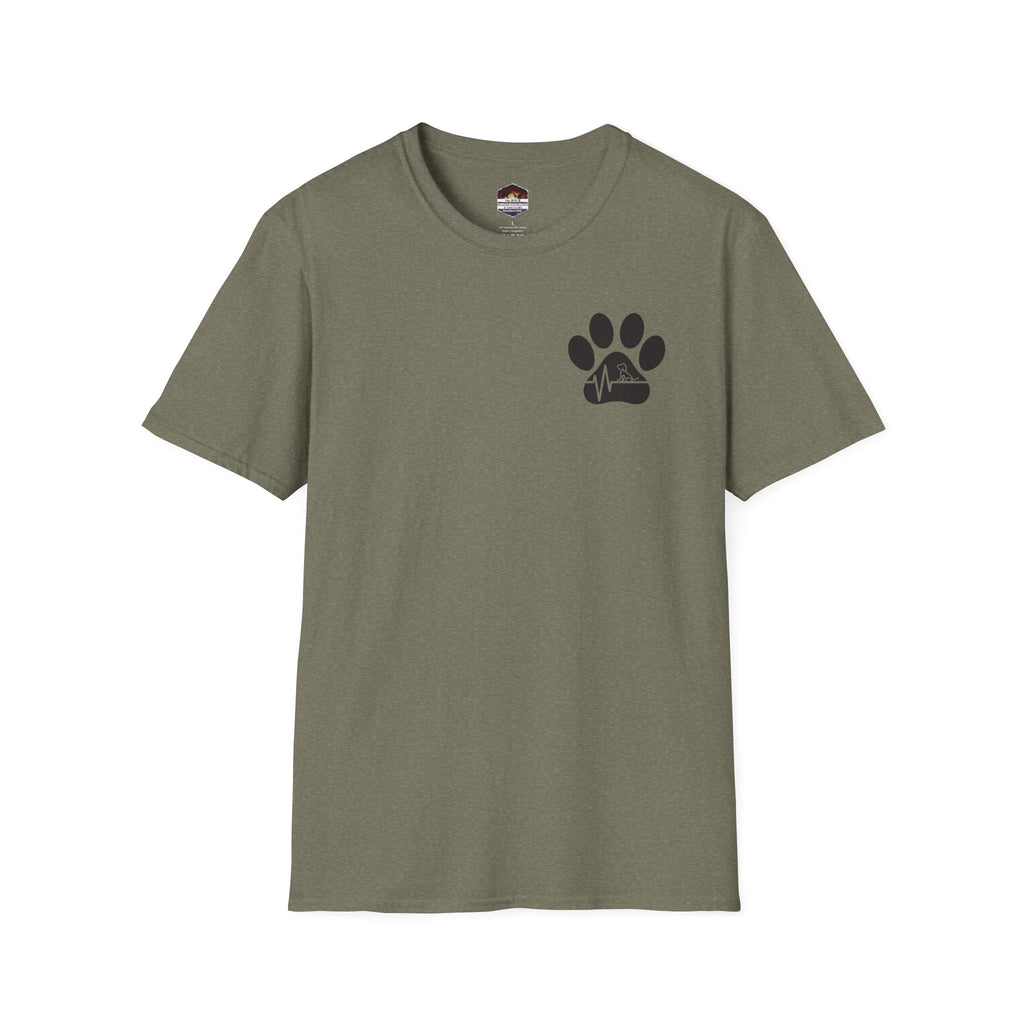 T-Shirt — Paw & Heartbeat EKG Design (Pet Lover Tee)