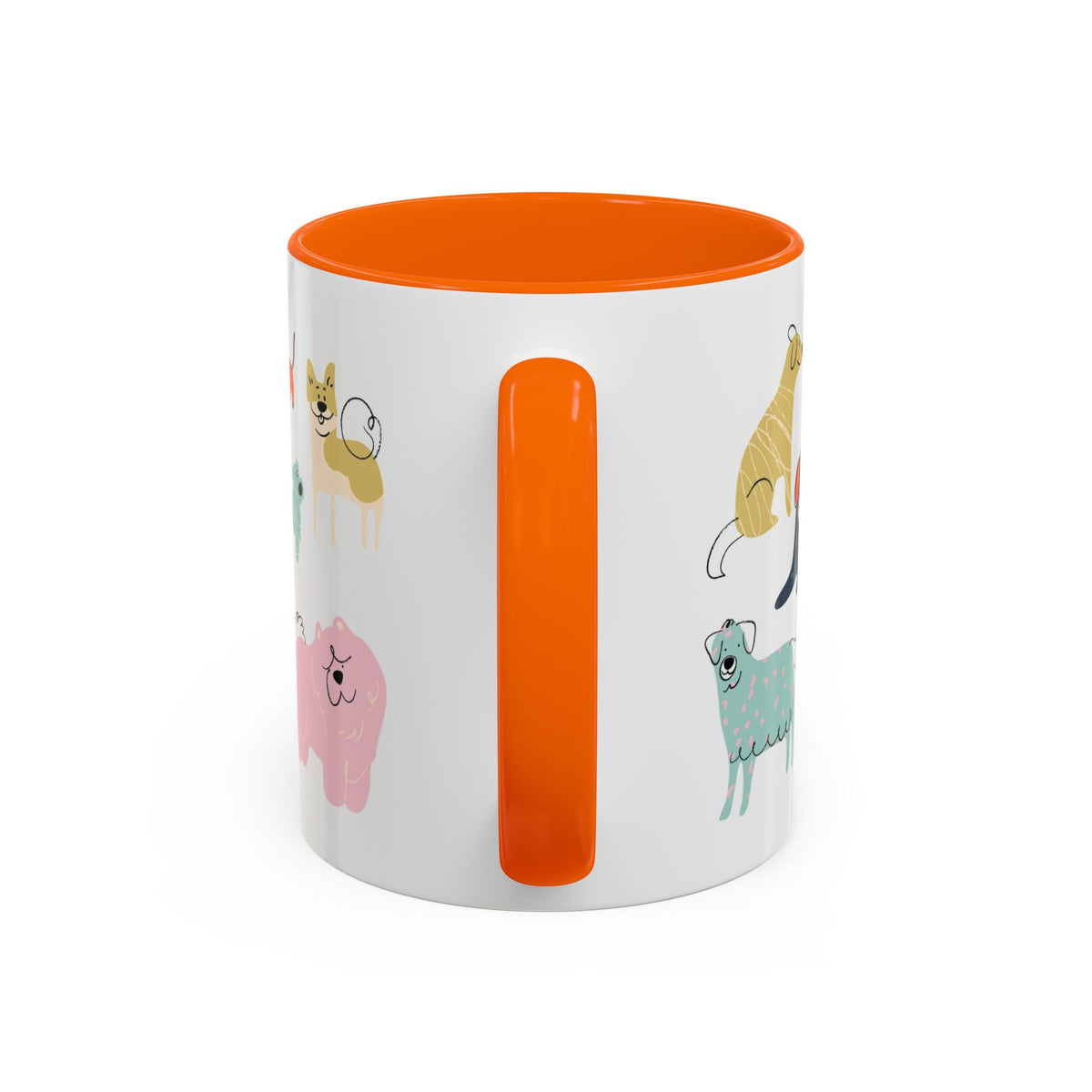 Dog Pattern Accent Coffee Mug — Cute Colorful Dog Breed Illustration (11/15 oz)