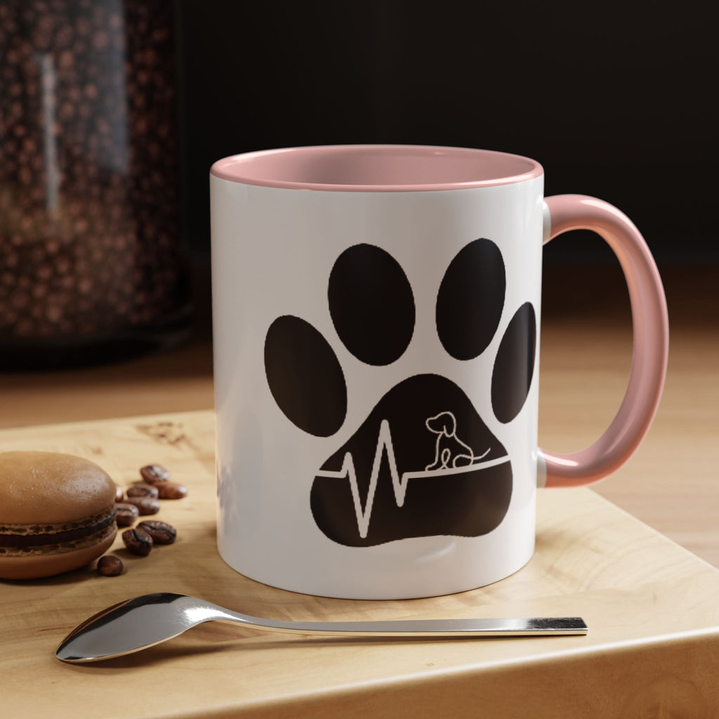 Dog Paw Heartbeat Coffee Mug — Pet Lover Accent Mug (11/15oz)