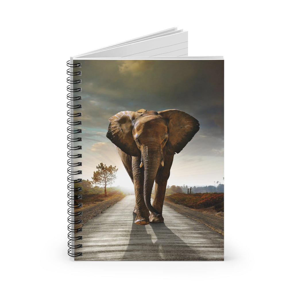 Elephant Walk Spiral Notebook — Ruled Journal with Majestic Elephant Cover