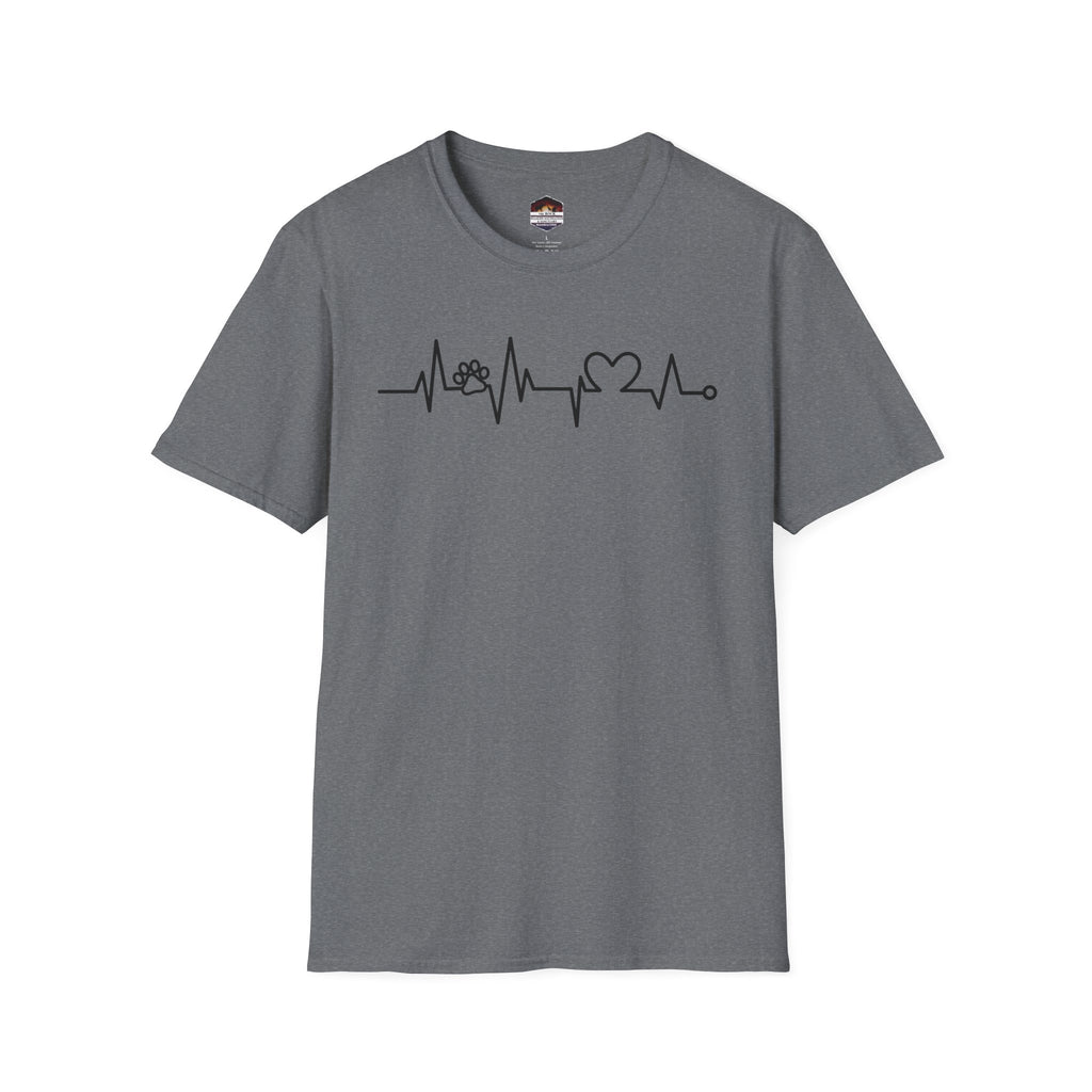 Heartbeat Paw & Heart T-Shirt — Pet Lover EKG Tee