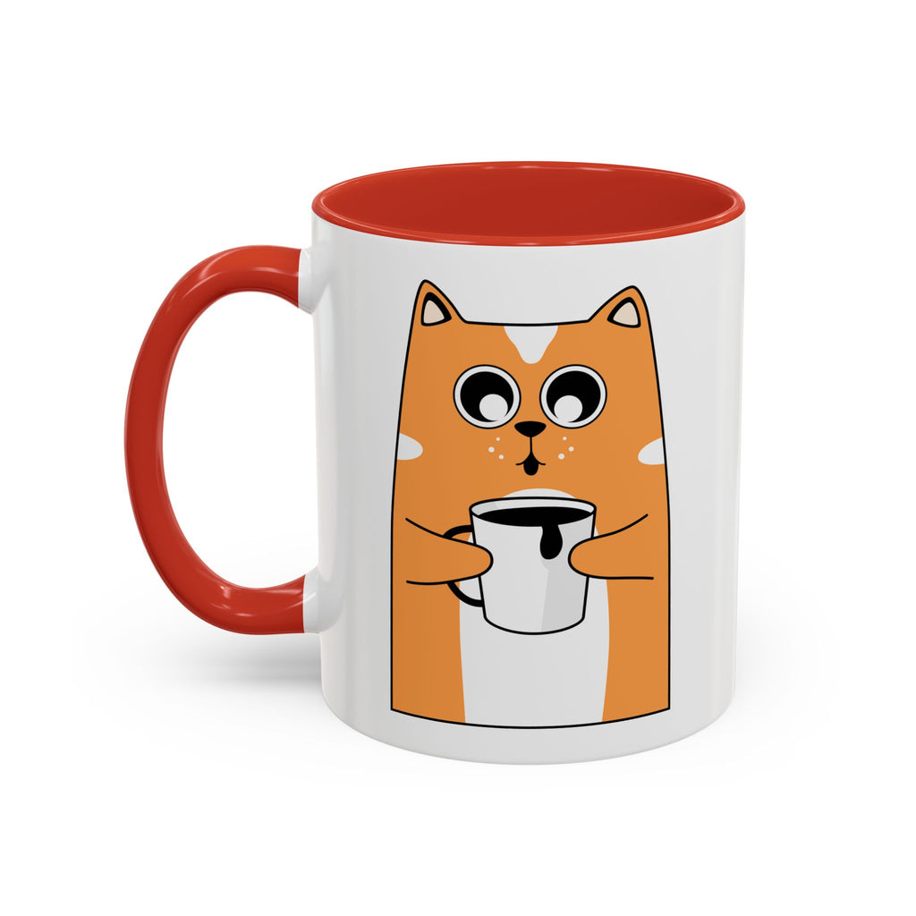 Sleepy Cat Accent Mug — 11/15oz Coffee Cup with Cat Design
