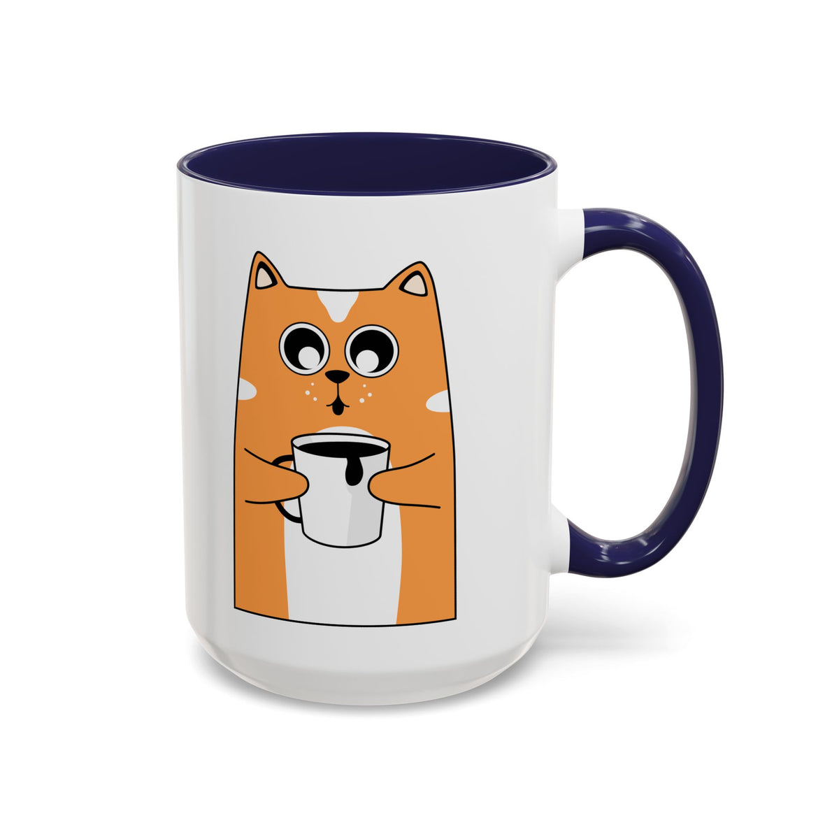 Sleepy Cat Accent Mug — 11/15oz Coffee Cup with Cat Design