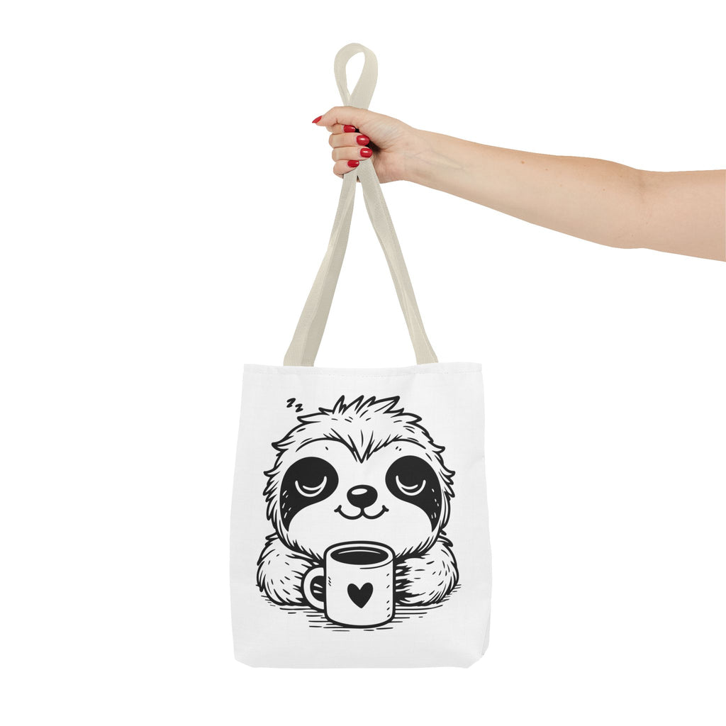 Sloth Coffee Tote Bag — Cute Relaxed Sloth Holding Mug