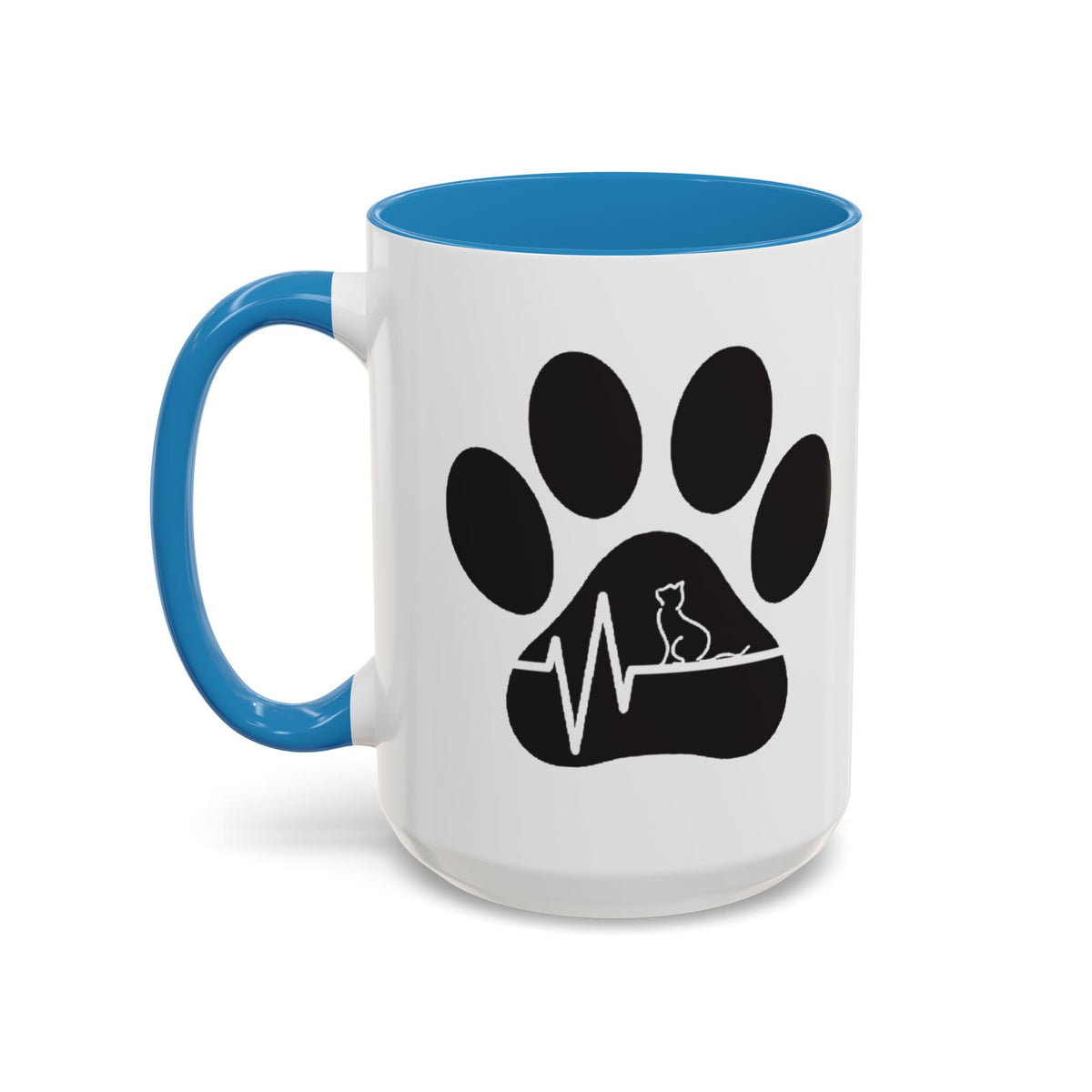 Cat Paw Heartbeat Coffee Mug — Pet Lover Accent Mug (11/15oz)
