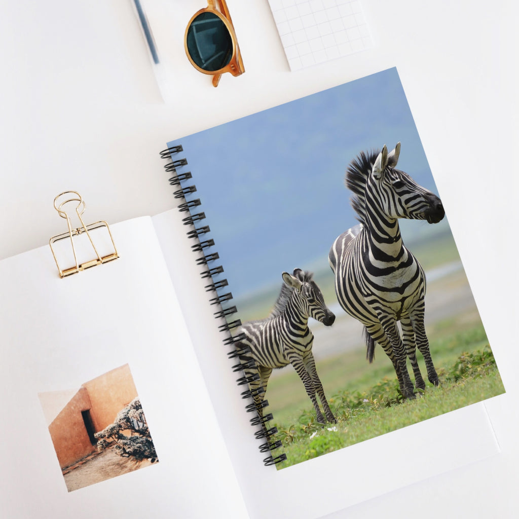 Zebra Mama & Foal Spiral Notebook — Ruled Journal for Wildlife Lovers