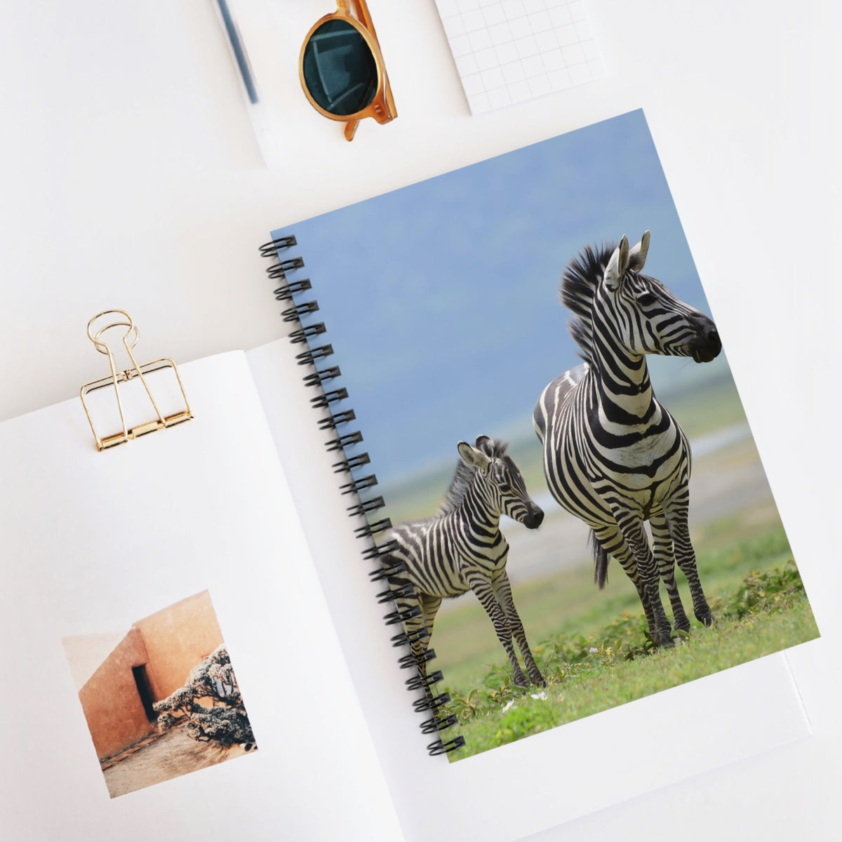Zebra Mama & Foal Spiral Notebook — Ruled Journal for Wildlife Lovers