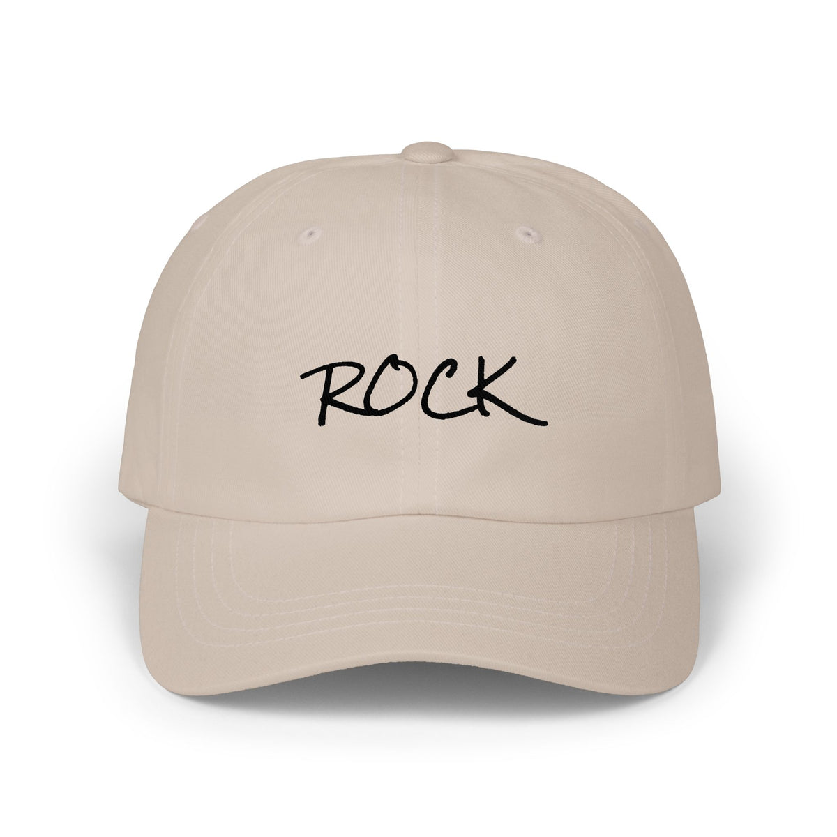 Rock Script Dad Cap — Casual Embroidered Baseball Hat