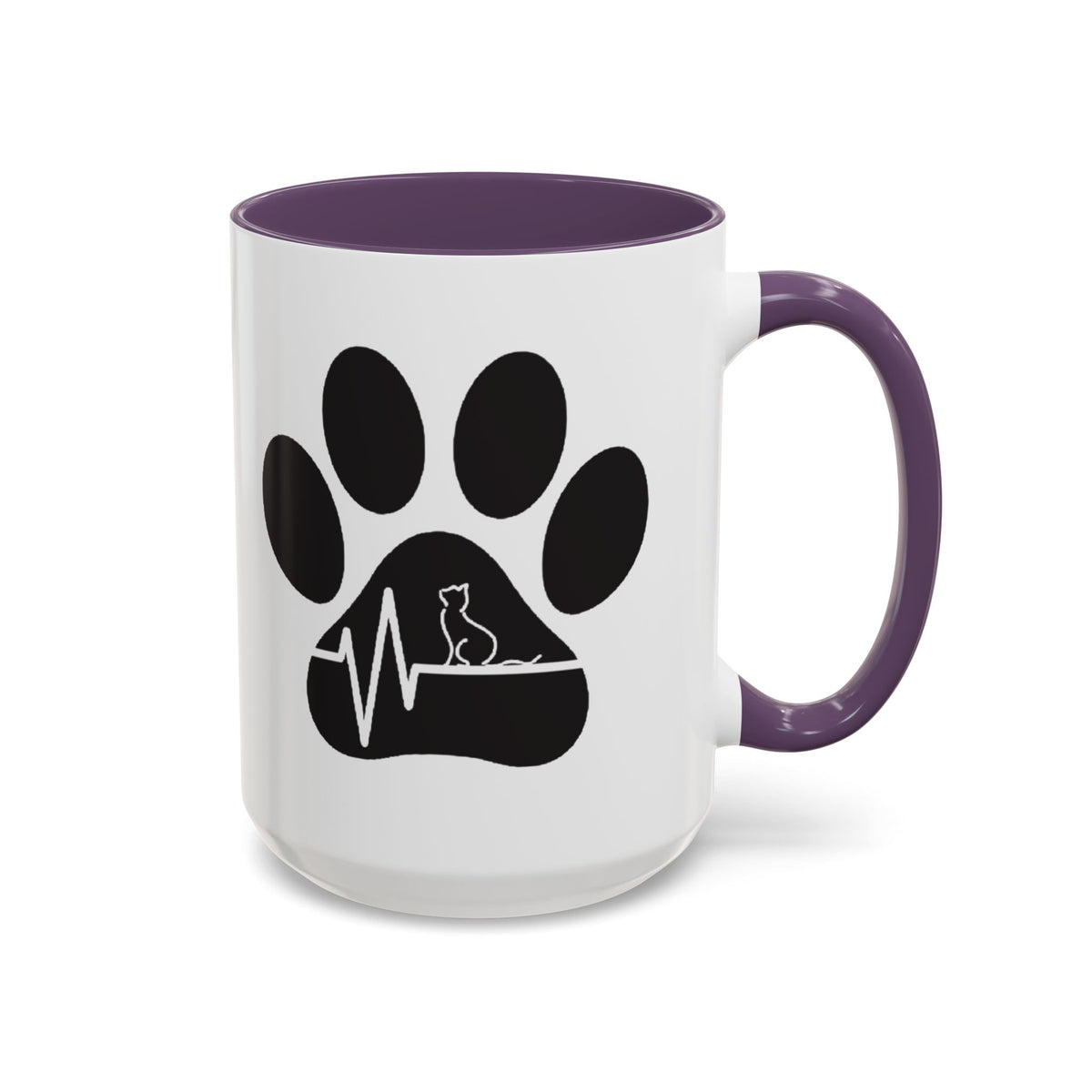 Cat Paw Heartbeat Coffee Mug — Pet Lover Accent Mug (11/15oz)