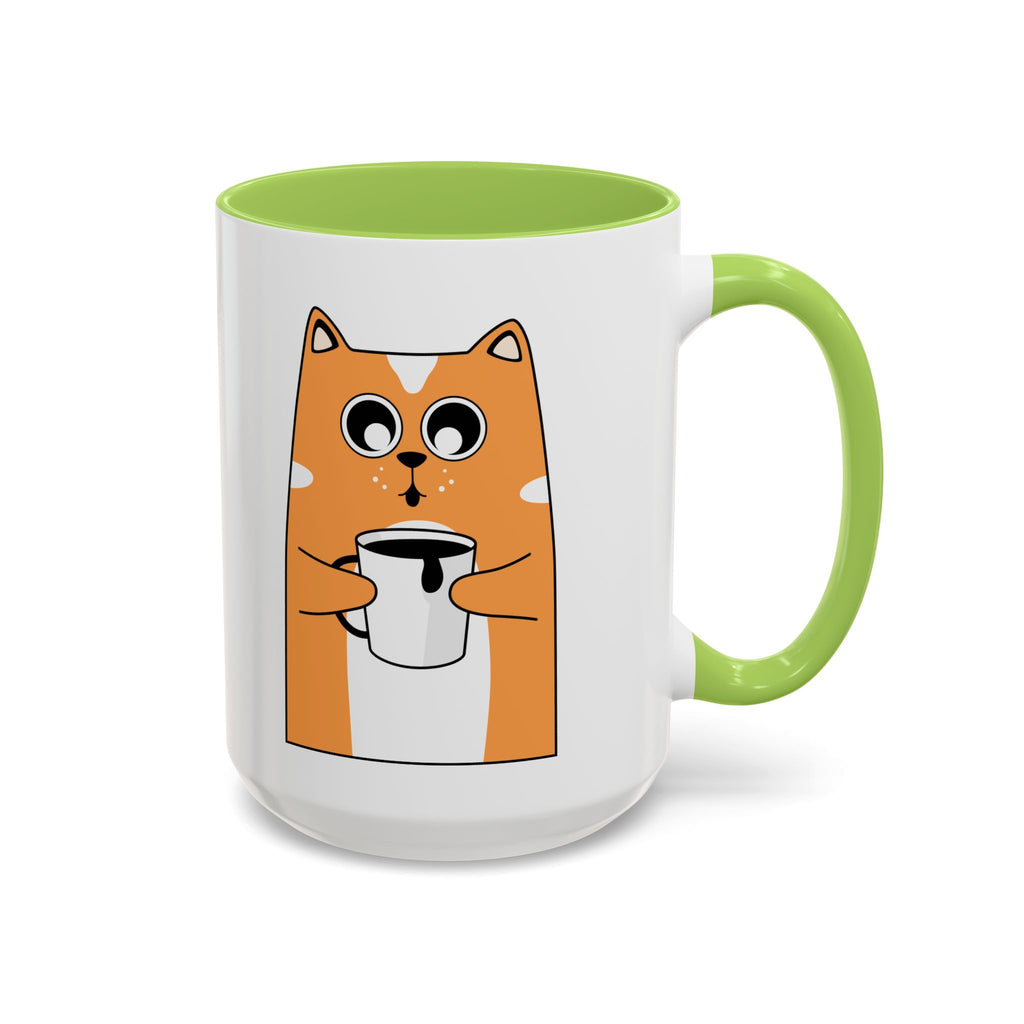 Sleepy Cat Accent Mug — 11/15oz Coffee Cup with Cat Design