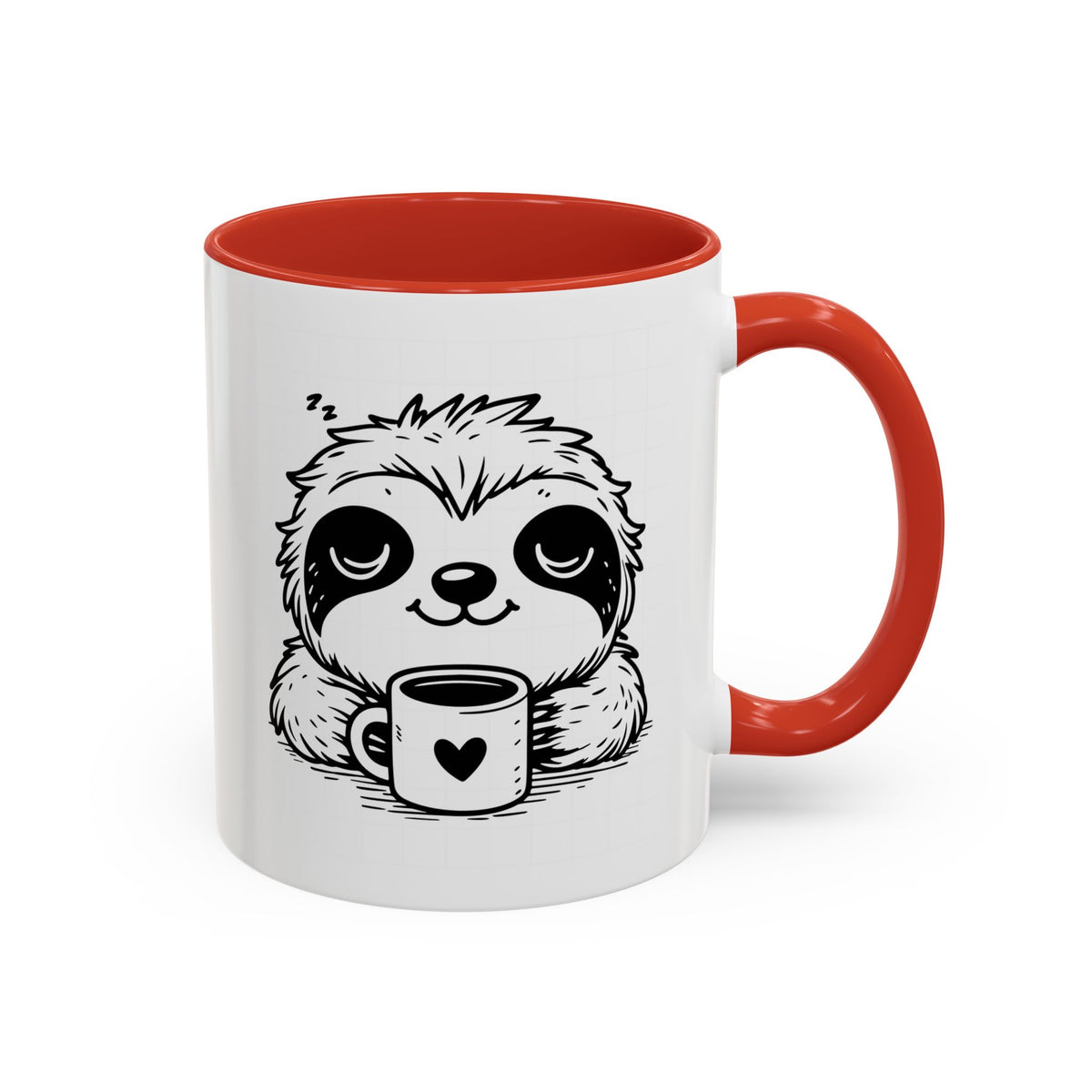 Cute Sloth Coffee Mug (Accent, 11/15oz) — Adorable Cartoon Sloth Holding Coffee Cup
