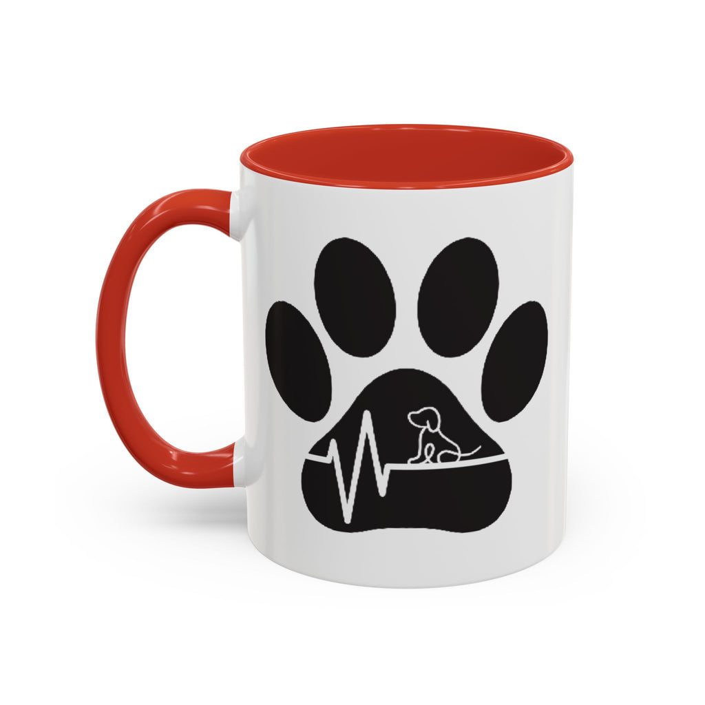 Dog Paw Heartbeat Coffee Mug — Pet Lover Accent Mug (11/15oz)