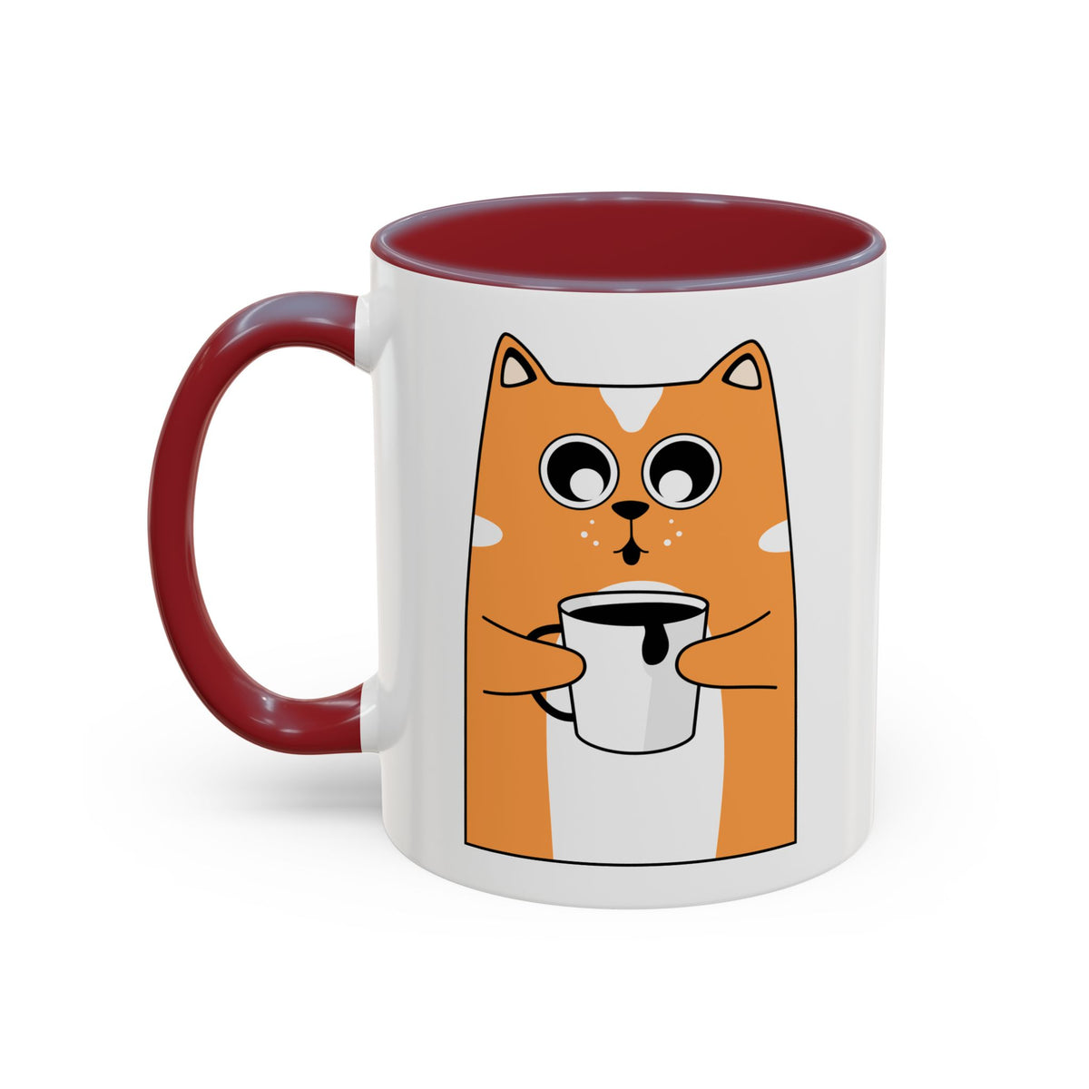 Sleepy Cat Accent Mug — 11/15oz Coffee Cup with Cat Design
