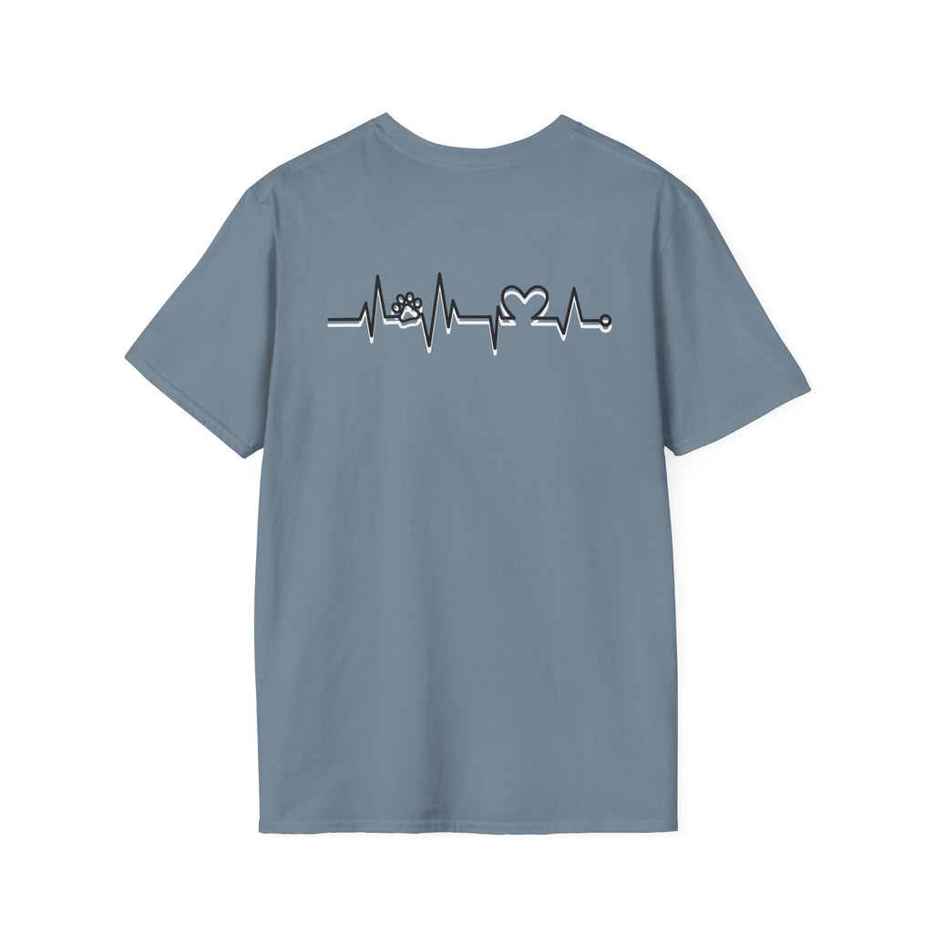 T-Shirt — Paw & Heartbeat EKG Design (Pet Lover Tee)