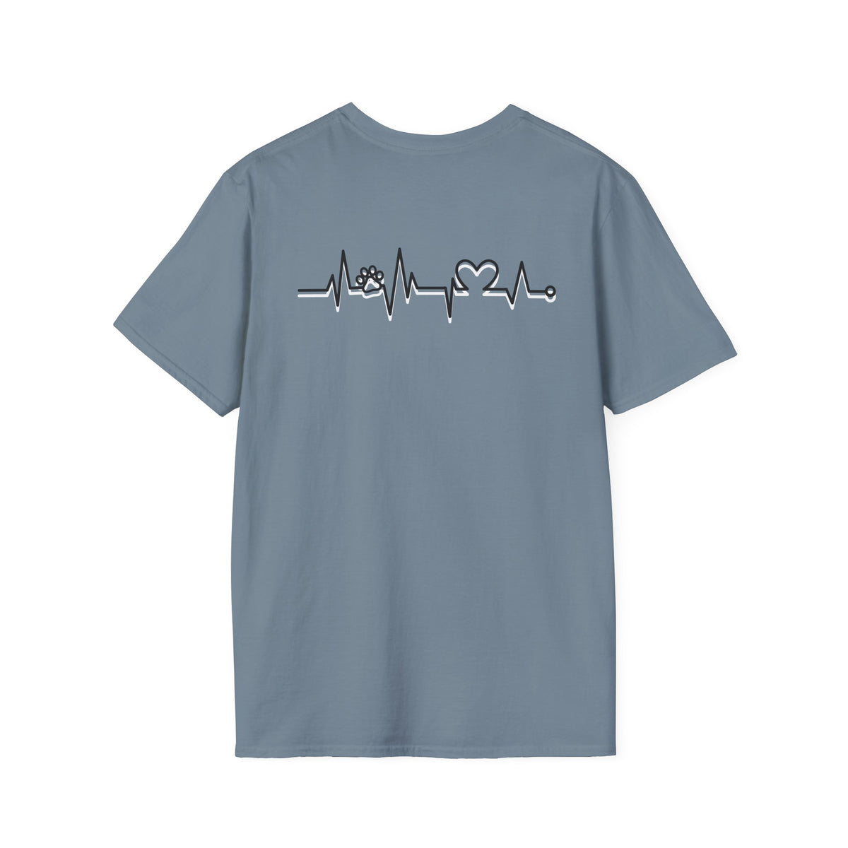 T-Shirt — Paw & Heartbeat EKG Design (Pet Lover Tee)