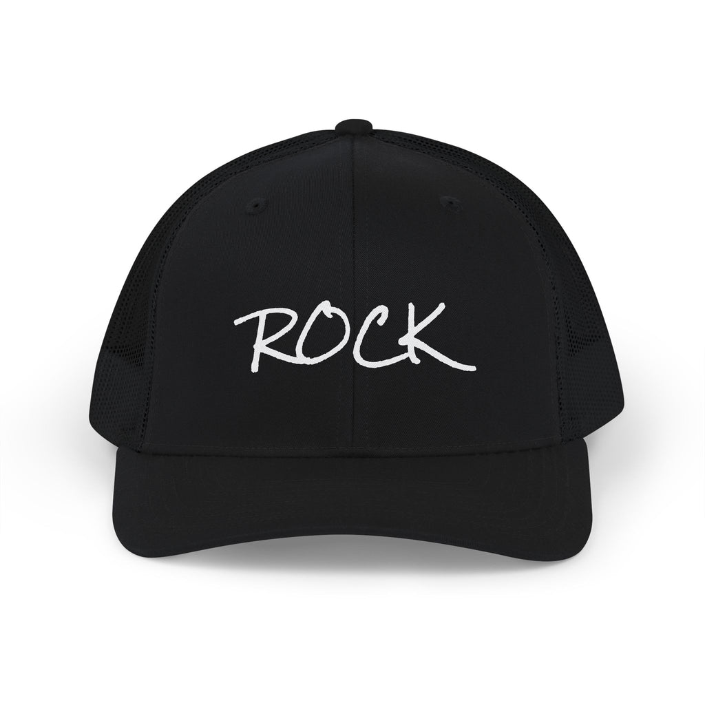 Rock Snapback Trucker Cap — White Mesh Baseball Hat