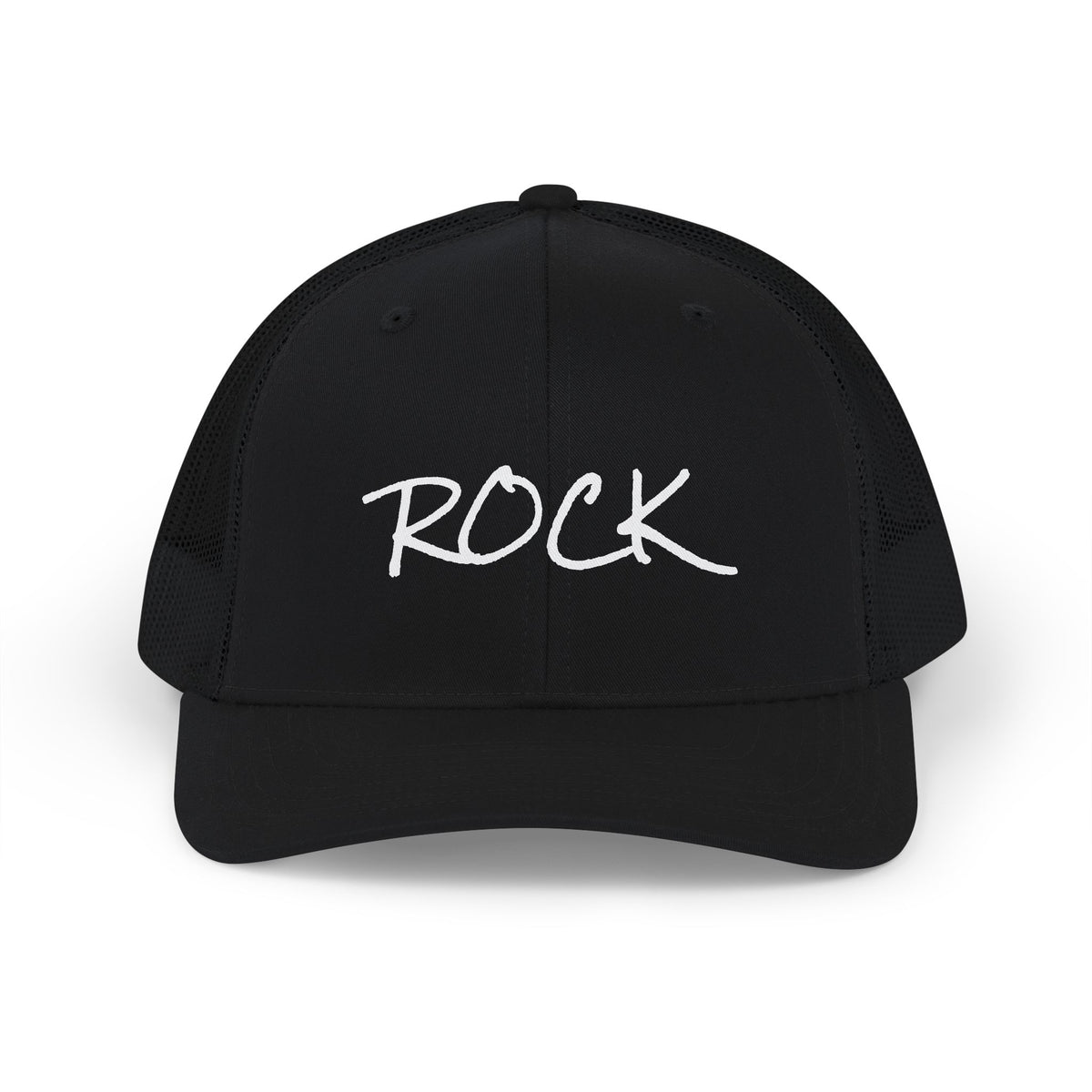 Rock Snapback Trucker Cap — White Mesh Baseball Hat