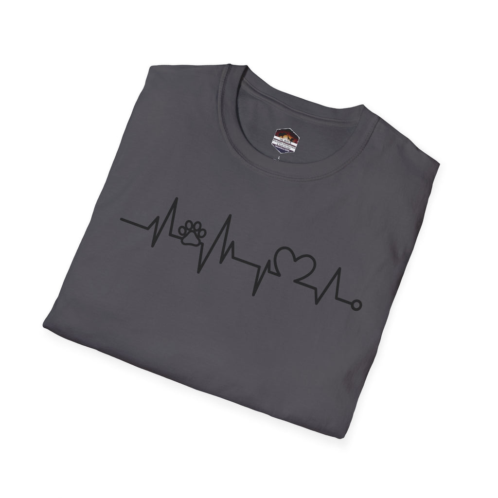 Heartbeat Paw & Heart T-Shirt — Pet Lover EKG Tee