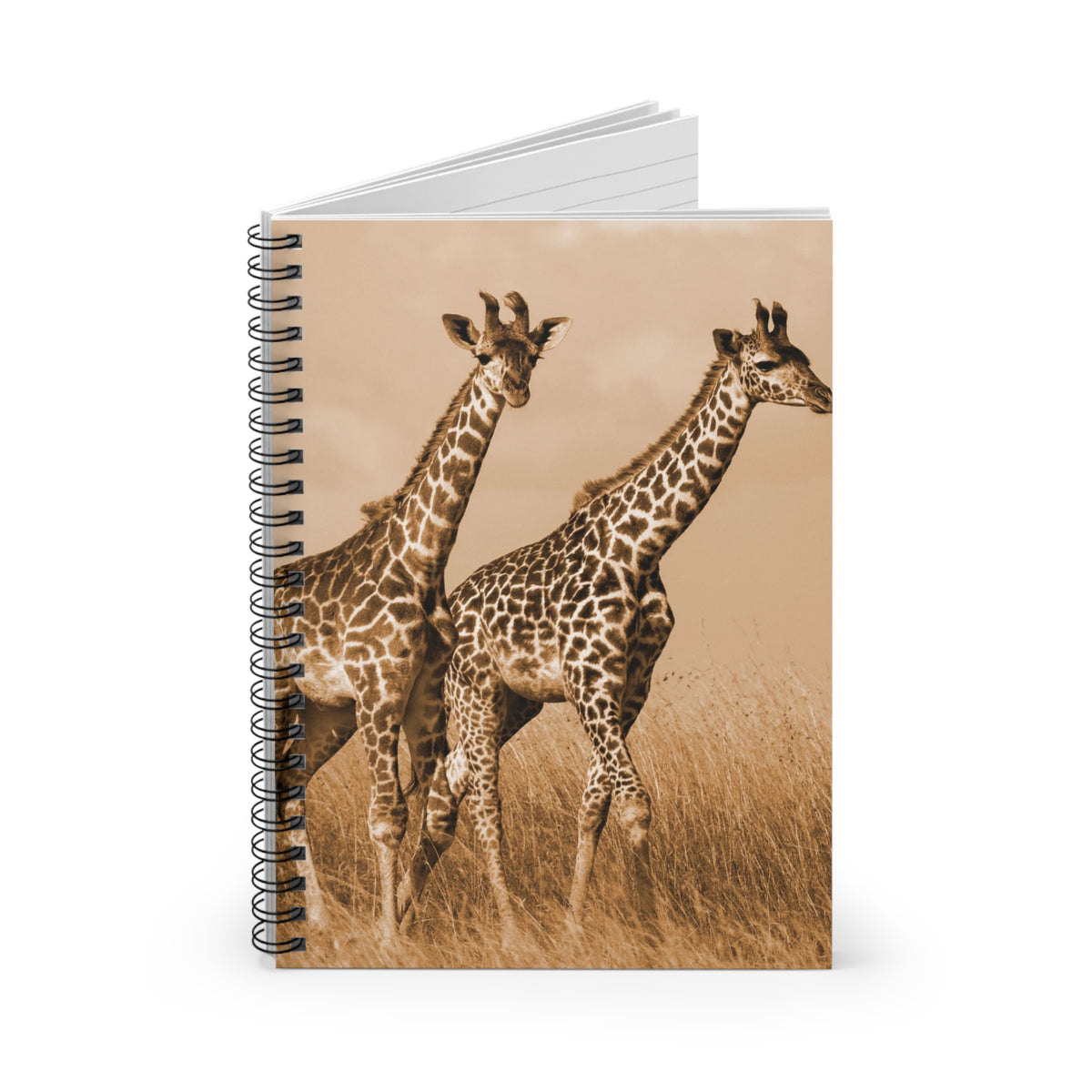 Giraffes Spiral Notebook — Ruled Journal with Walking Elephants Cover
