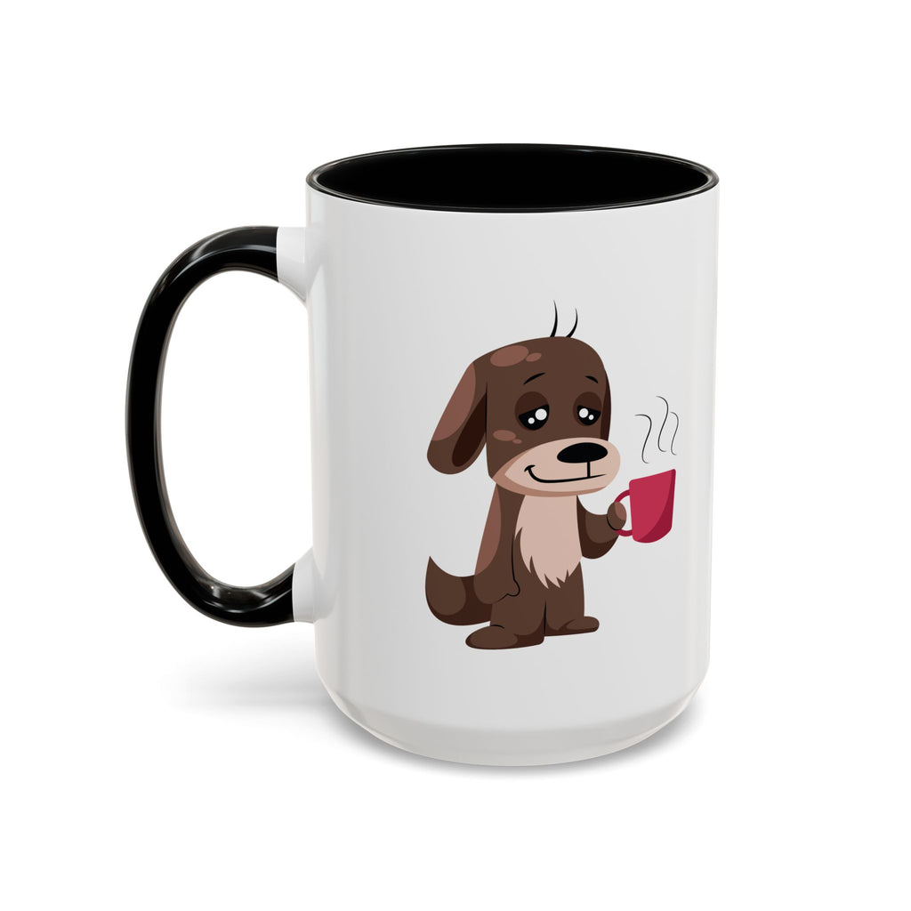 Cute Coffee Dog Mug — Adorable Puppy Holding Coffee Accent Mug (11/15 oz)