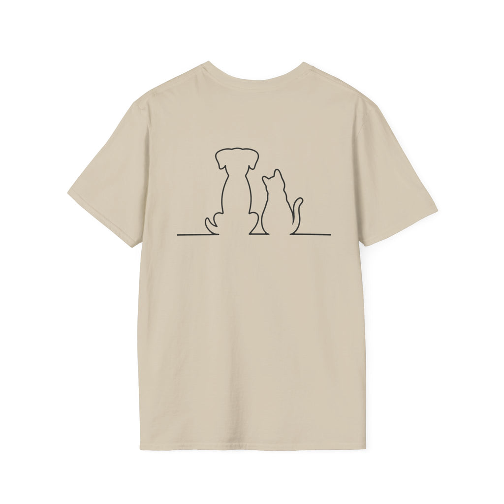 Dog and Cat Outline Tee — Minimal Pet Silhouette T-Shirt