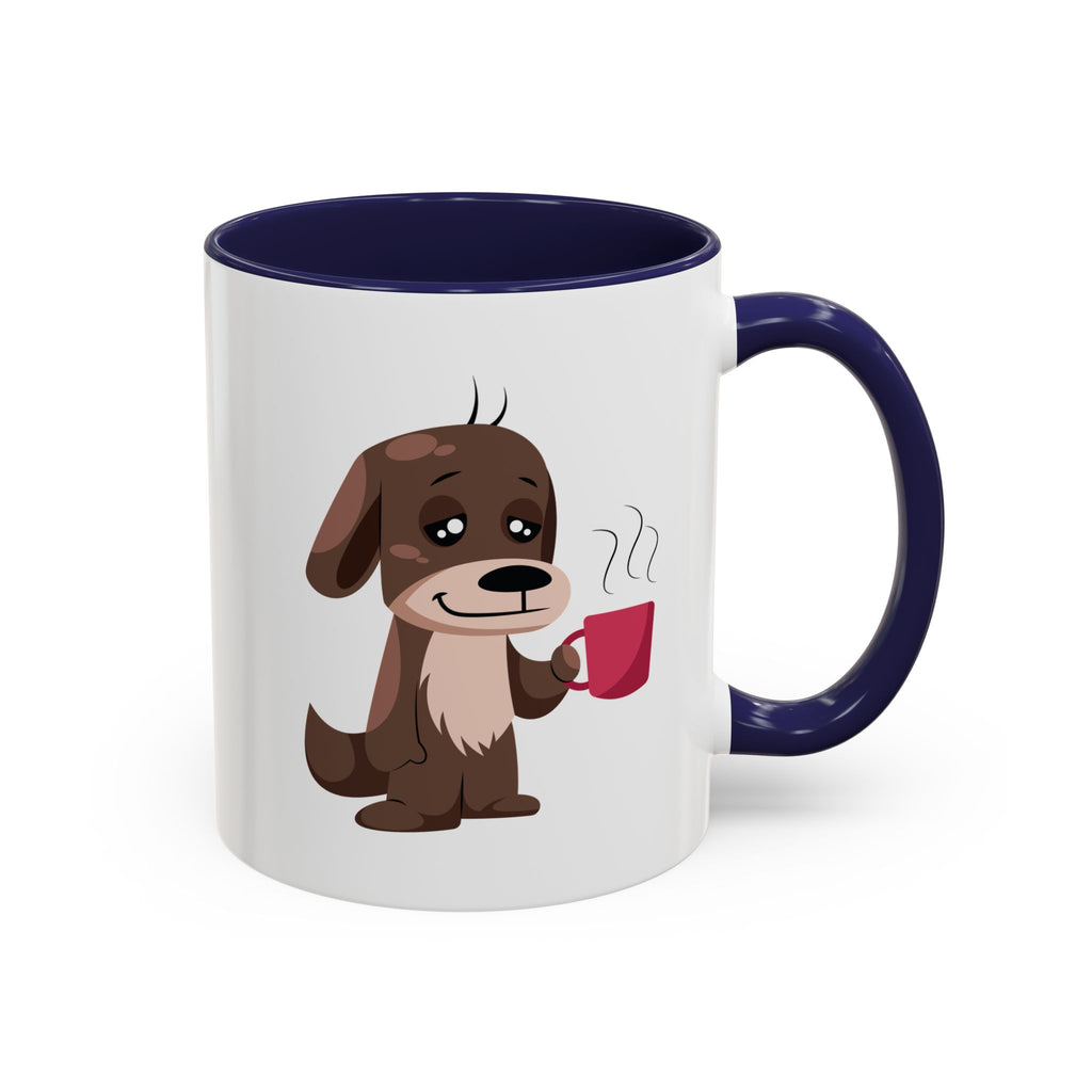 Cute Coffee Dog Mug — Adorable Puppy Holding Coffee Accent Mug (11/15 oz)