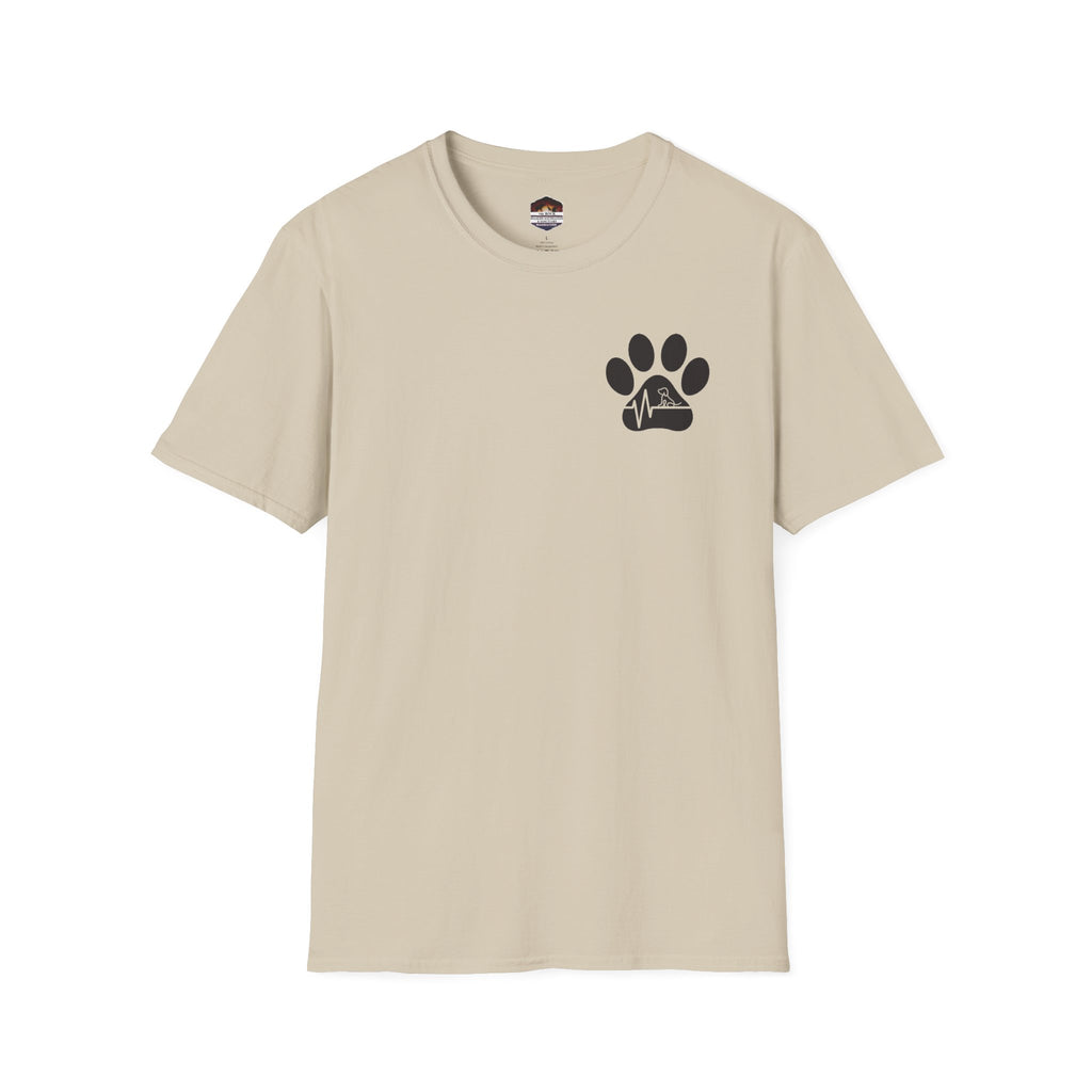 T-Shirt — Paw & Heartbeat EKG Design (Pet Lover Tee)