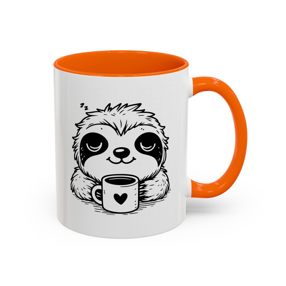 Cute Sloth Coffee Mug (Accent, 11/15oz) — Adorable Cartoon Sloth Holding Coffee Cup