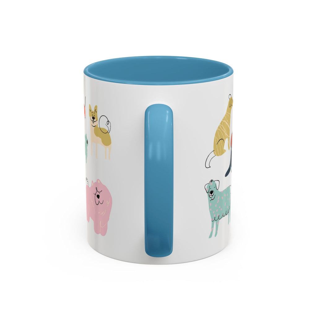 Dog Pattern Accent Coffee Mug — Cute Colorful Dog Breed Illustration (11/15 oz)