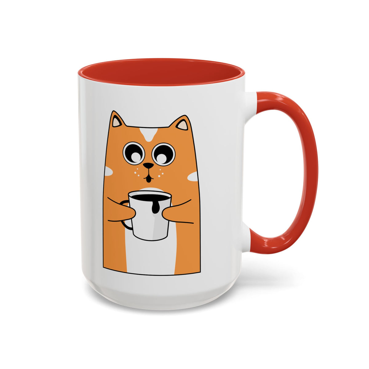 Sleepy Cat Accent Mug — 11/15oz Coffee Cup with Cat Design