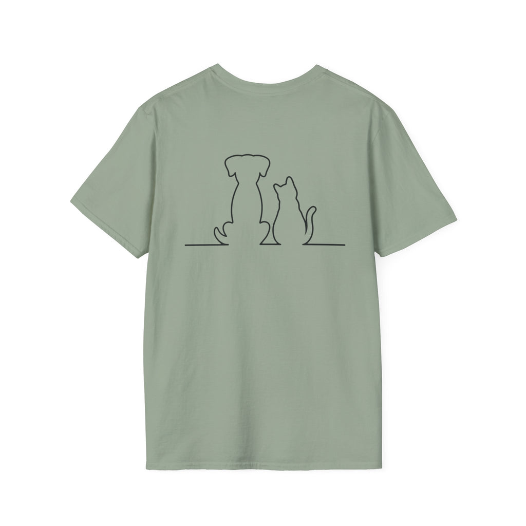 Dog and Cat Outline Tee — Minimal Pet Silhouette T-Shirt
