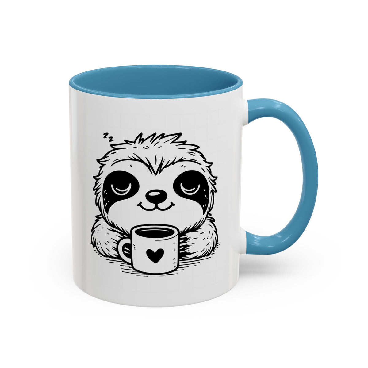 Cute Sloth Coffee Mug (Accent, 11/15oz) — Adorable Cartoon Sloth Holding Coffee Cup