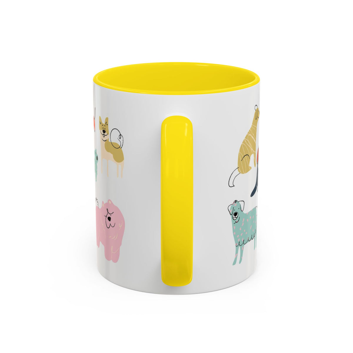 Dog Pattern Accent Coffee Mug — Cute Colorful Dog Breed Illustration (11/15 oz)