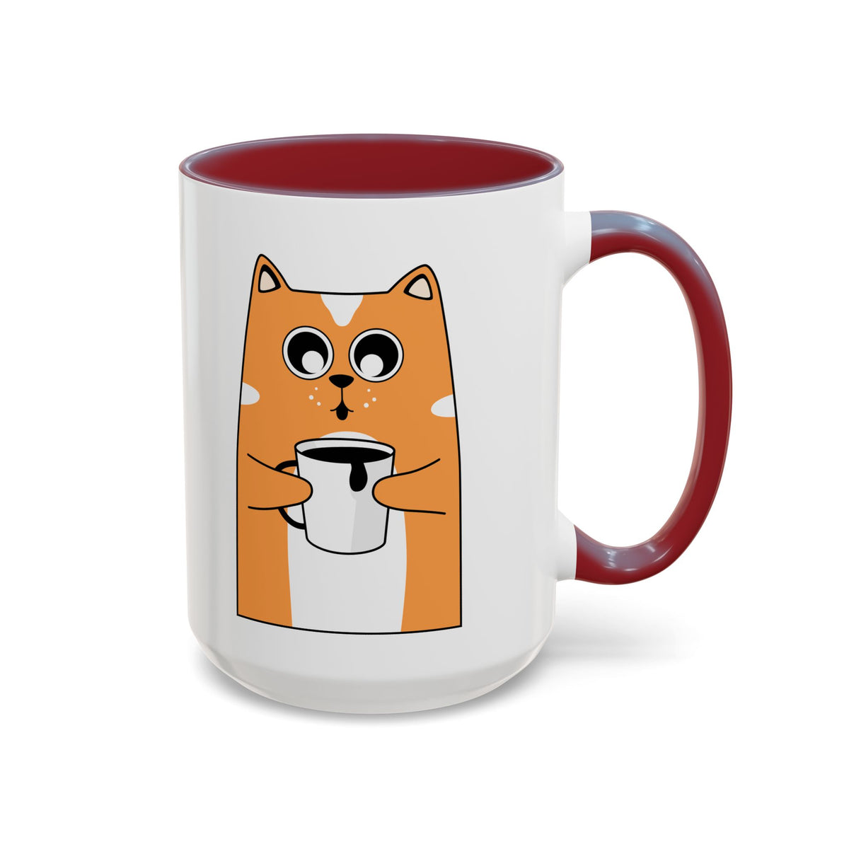 Sleepy Cat Accent Mug — 11/15oz Coffee Cup with Cat Design
