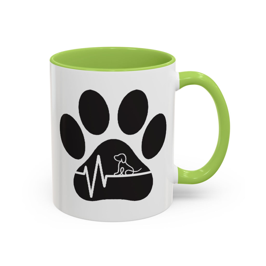 Dog Paw Heartbeat Coffee Mug — Pet Lover Accent Mug (11/15oz)